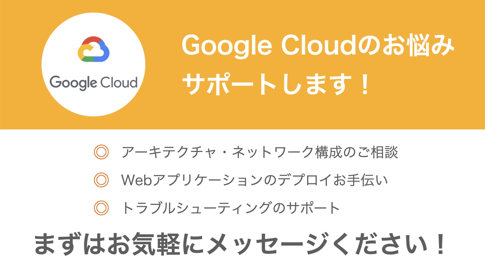 GoogleCloudのサポートします！アーキテクチャ・ネットワーク設計、アプリのデプロイなど！-image1