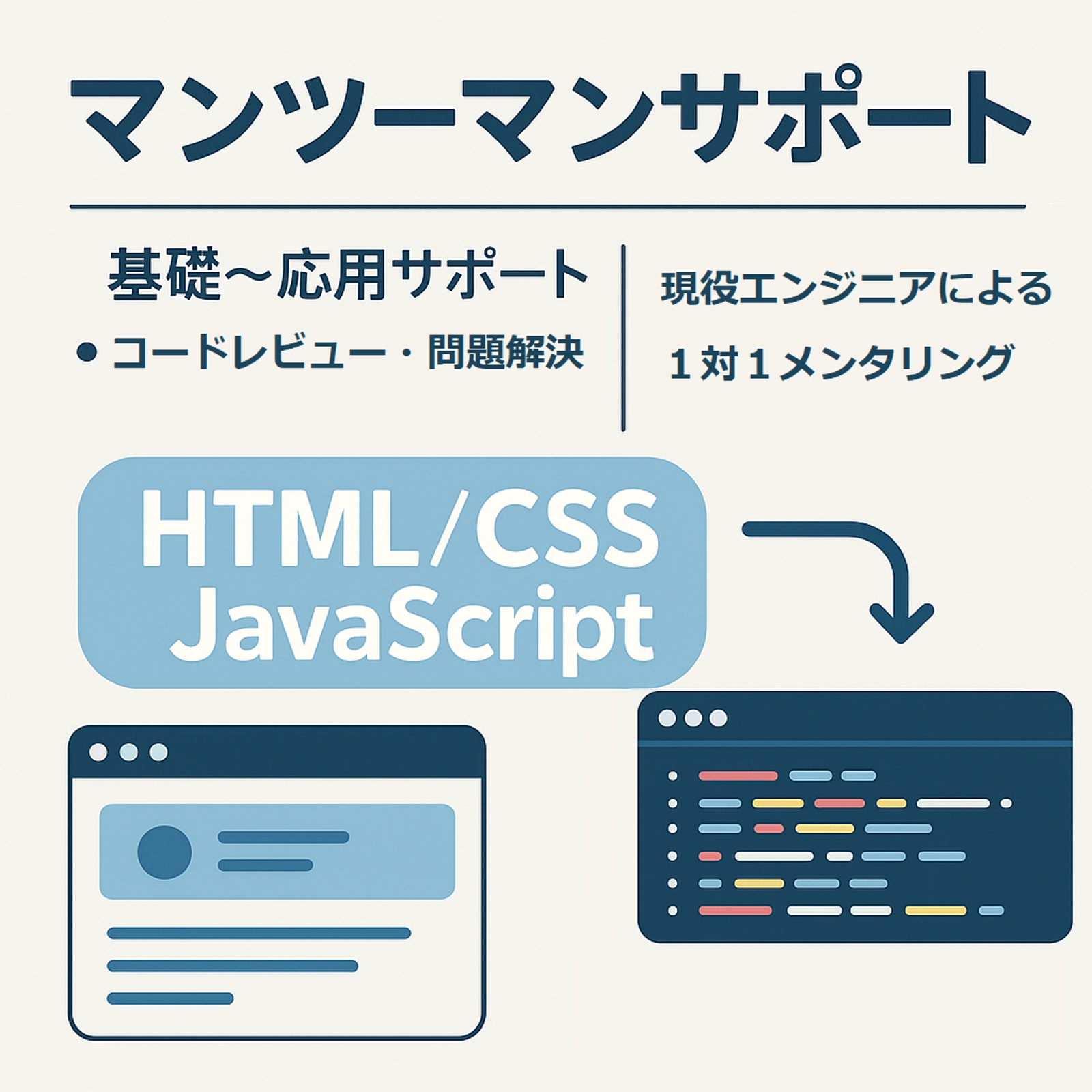 HTML/CSS/JavaScript を [現役エンジニア／ 新人研修講師] がサポートします-image1