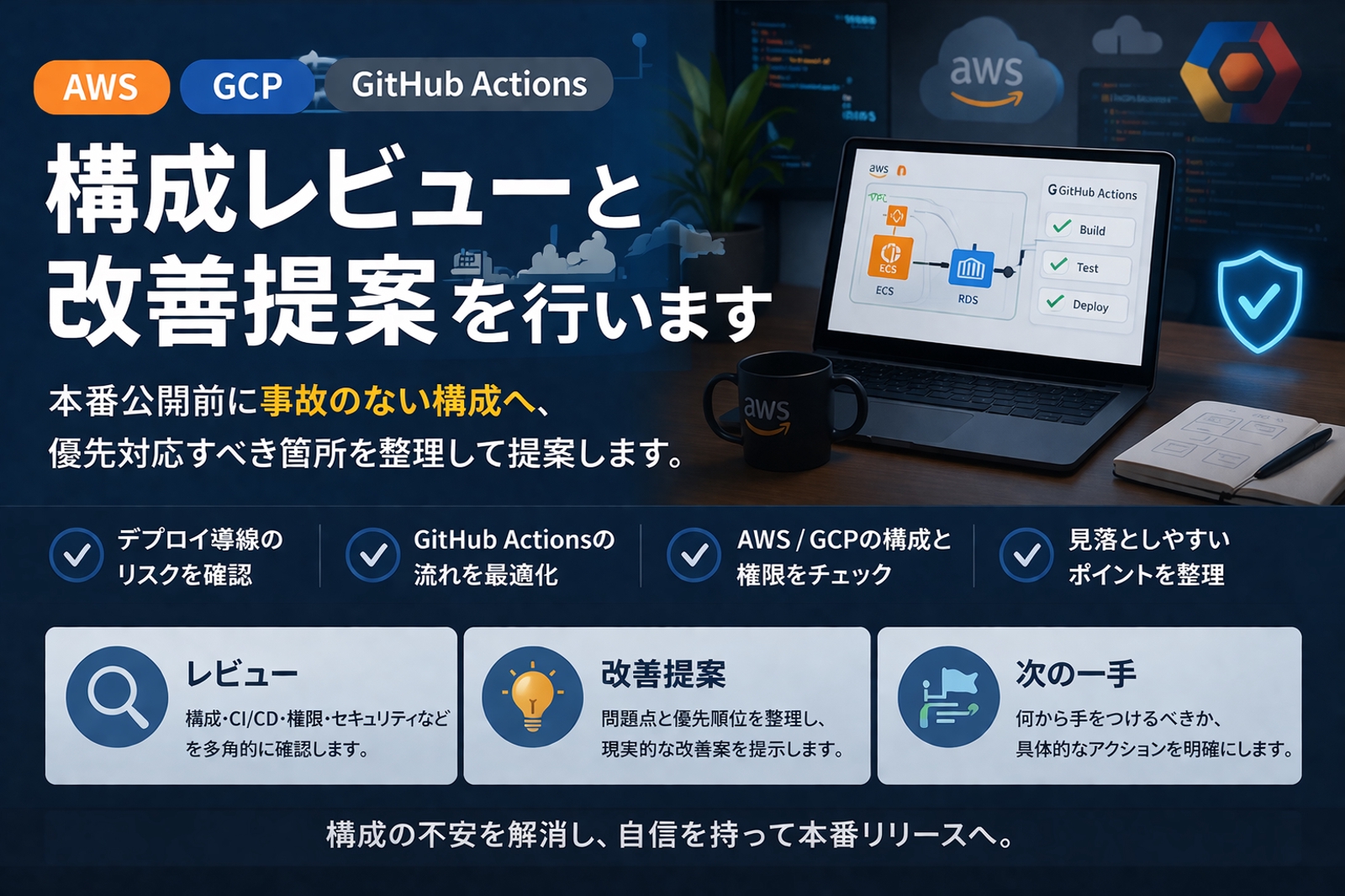 AWS / GCP / GitHub Actions 構成レビューと改善提案を行います-image1