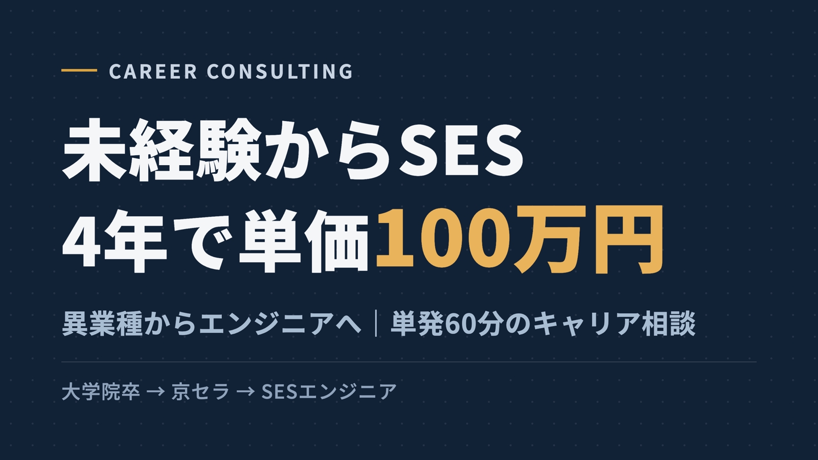 【単発60分】未経験でSESに入り4年で単価100万｜異業種からの転職相談にのります-image1