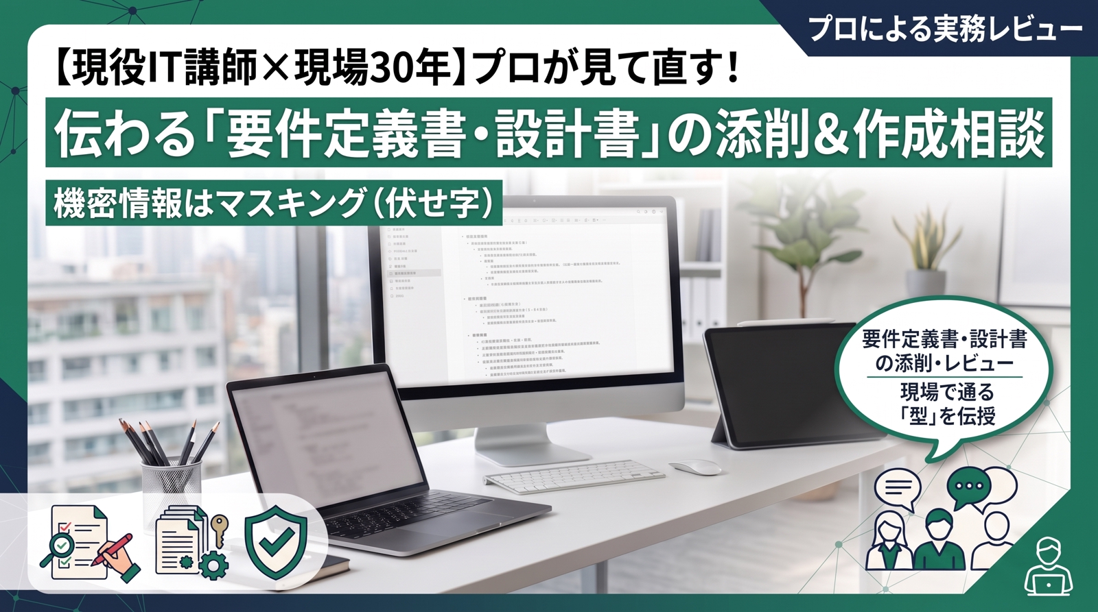 【現役IT講師×現場30年】プロが見て直す！伝わる「要件定義書・設計書」の添削＆作成相談-image1