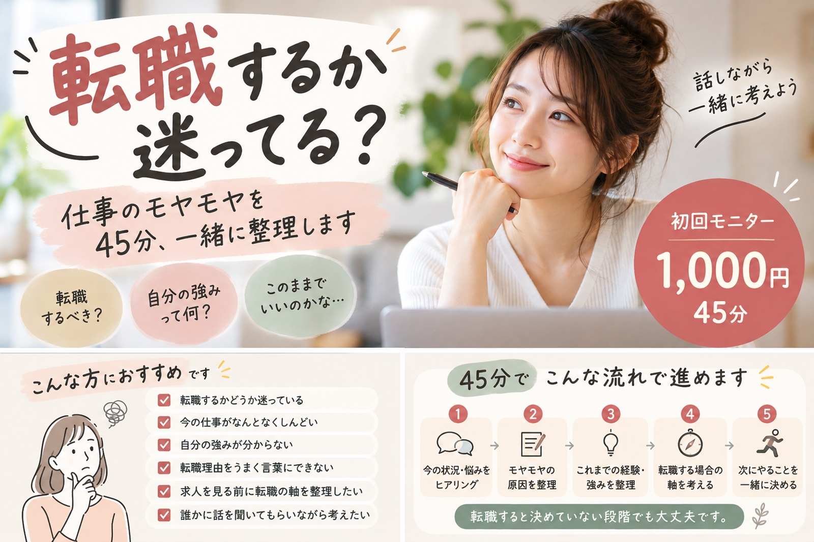 転職するか迷っている方へ｜45分1,000円で仕事のモヤモヤを一緒に整理します-image1