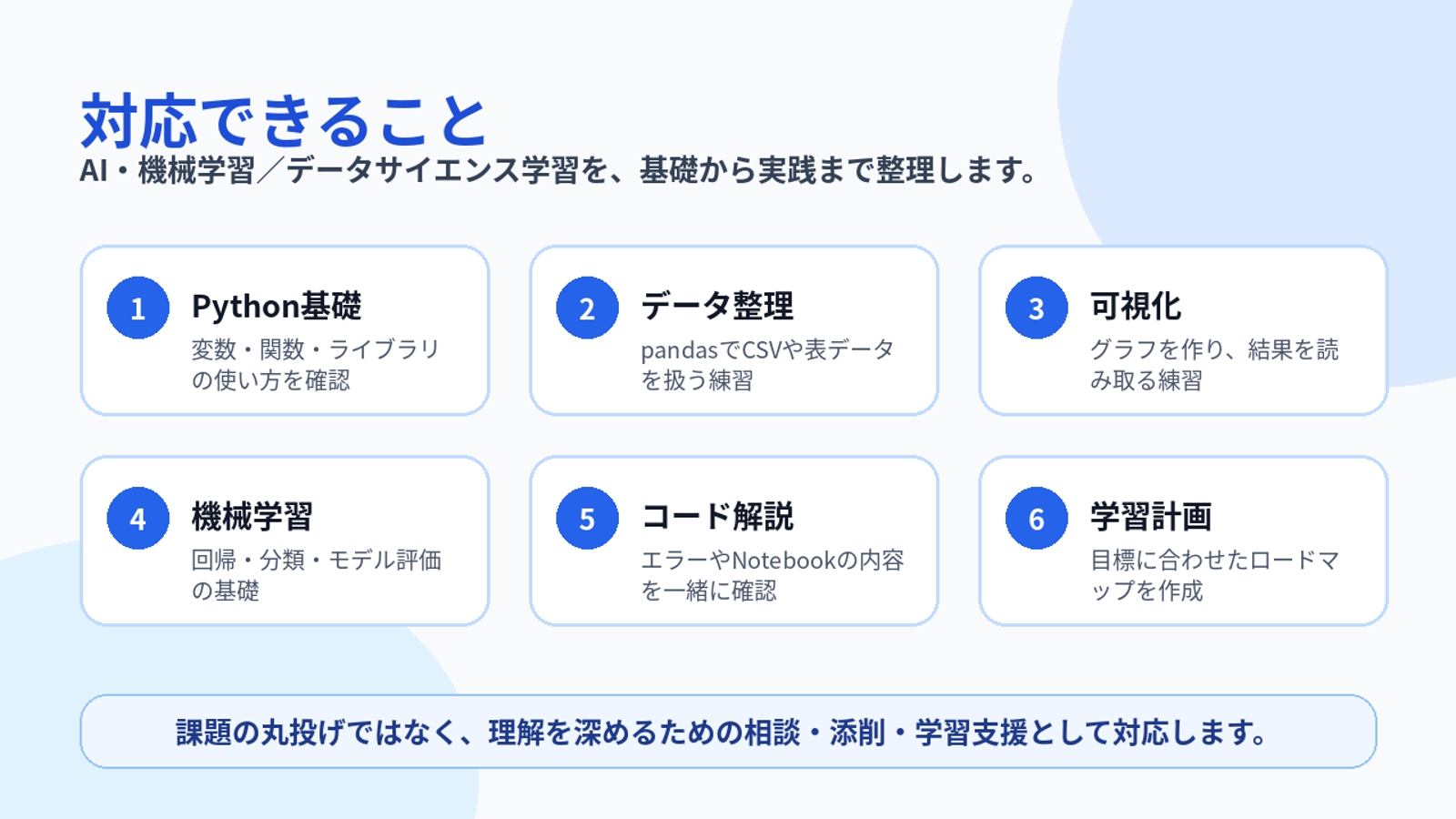 AI・機械学習／データサイエンスの基礎学習をやさしく伴走します-image2