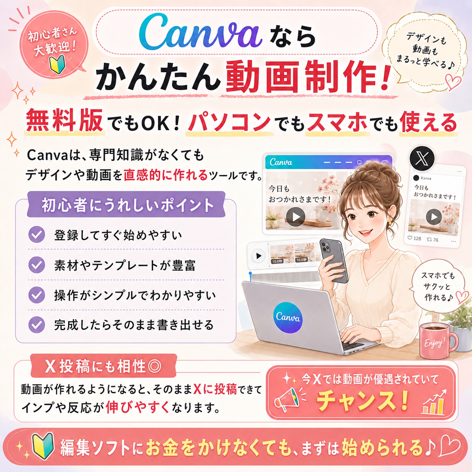 Canvaで出来る動画の作り方の授業ー簡単動画でXのインプも反応も伸びる!? 初心者でも作れる！-image2