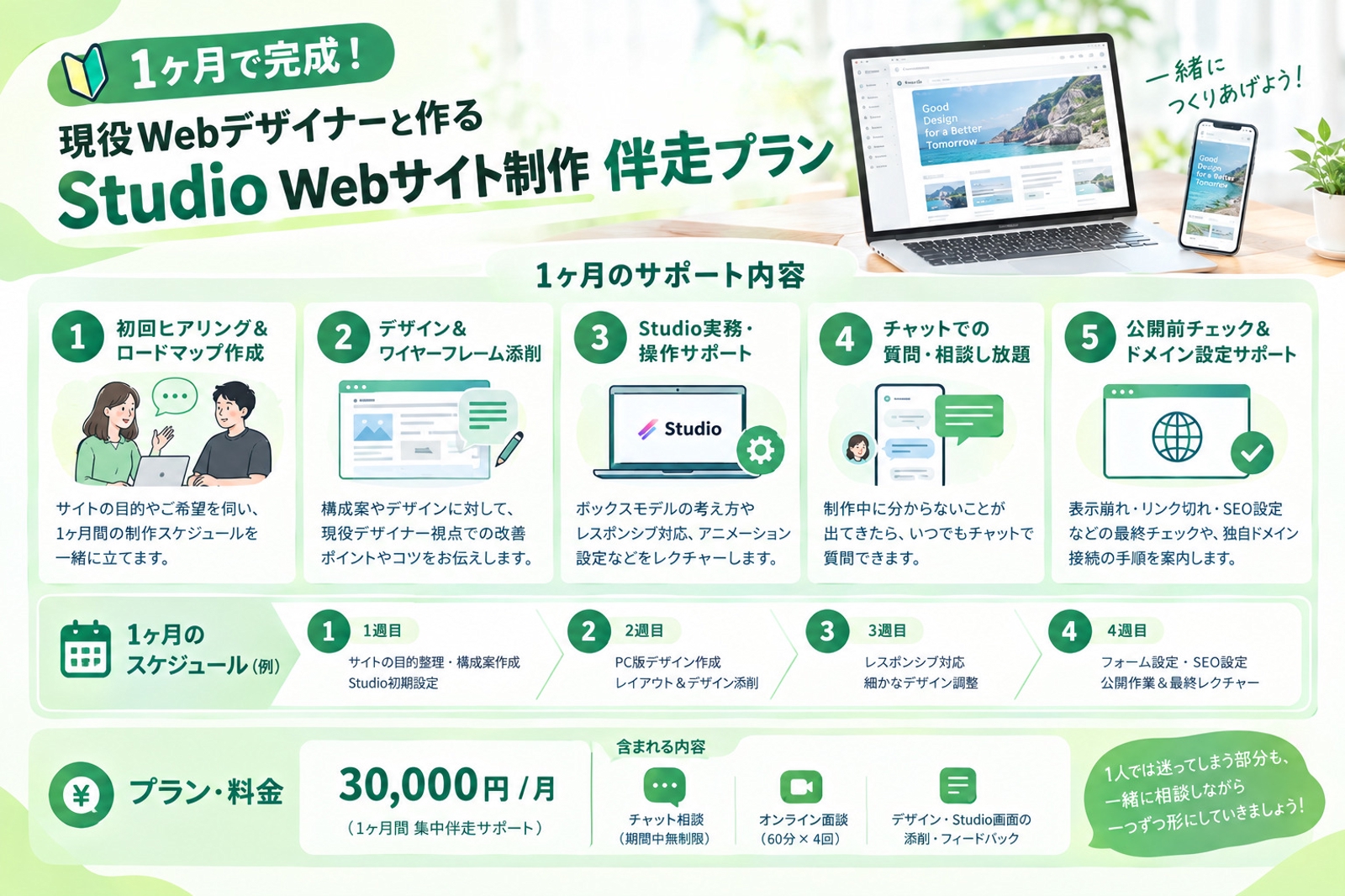 【1ヶ月で完成！】未経験◎現役Webデザイナーと作るStudioWebサイト制作伴奏-image2