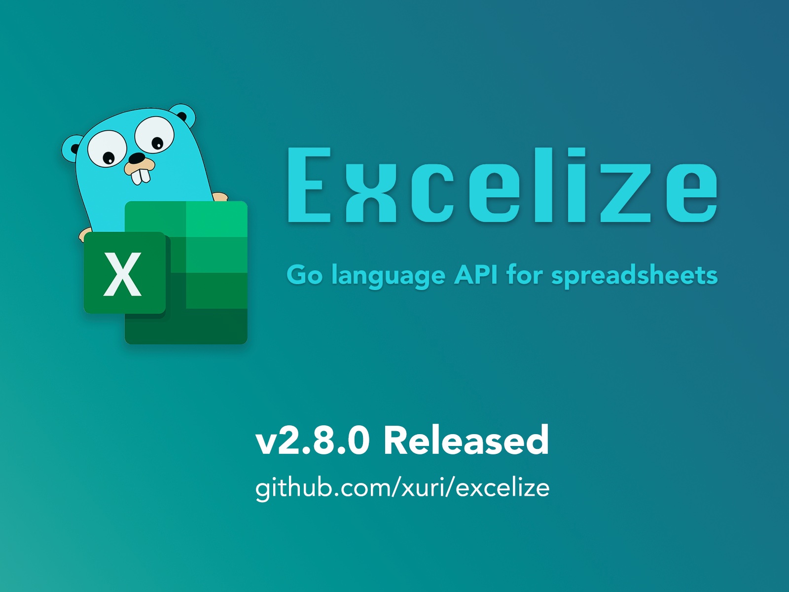 Go 言語スプレッドシートライブラリ：Excelize 2.8.0 がリリースされました