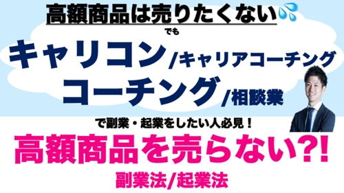 高額商品を売らない！キャリアコンサルタント・キャリアコーチング・コーチング副業/起業法-image1