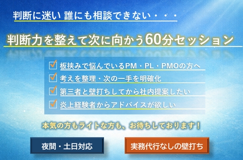 PM／PMO熟練者が、判断整理・壁打ちの相談に乗ります（継続・スポット可）-image1