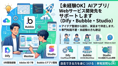【未経験OK】AIアプリ／Webサービス開発をサポートします（Dify・Bubble・Studio）-image1