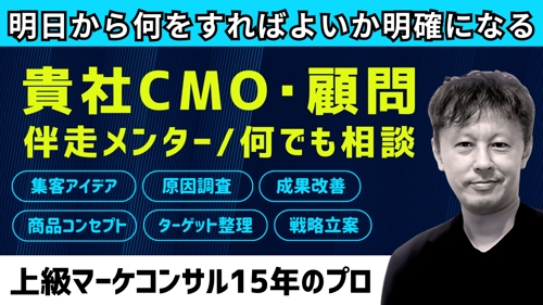 【上級マーケティングコンサル15年】CMO/顧問/戦略担当として貴社にしっかり伴走致します-image1
