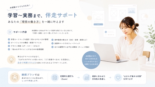 未経験から案件獲得まで伴走｜Webデザイン・LP・HP添削・学習サポート-image1