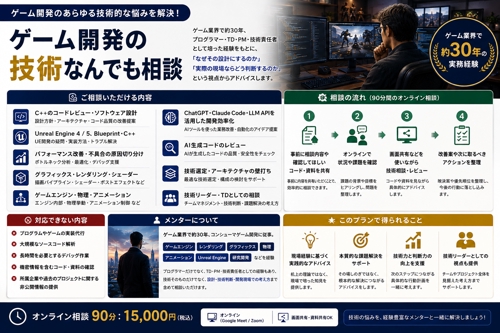 ゲーム開発の技術なんでも相談｜C++・Unreal Engine・グラフィックス・AI・設計レビュー