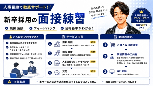 【お試し価格!】新卒採用の面接練習(60分)