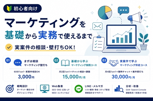 【初心者向け】マーケティングを基礎から実務で使えるまで伴走します