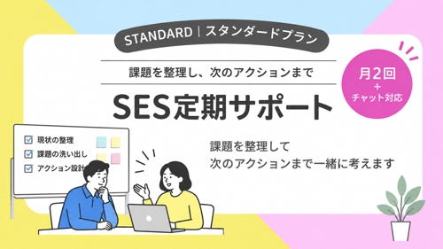 【スタンダードプラン|SES定期サポート】課題を整理し、次のアクションまで一緒に考えます