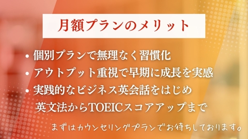 TOEIC900点講師があなた専用の学習プラン作成！週1回の個別レッスンで英語力アップを徹底サポート-image2